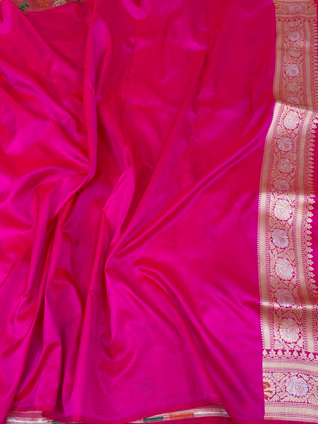 Rani Pink Banarasi Minakari Pure Katan Silk Saree