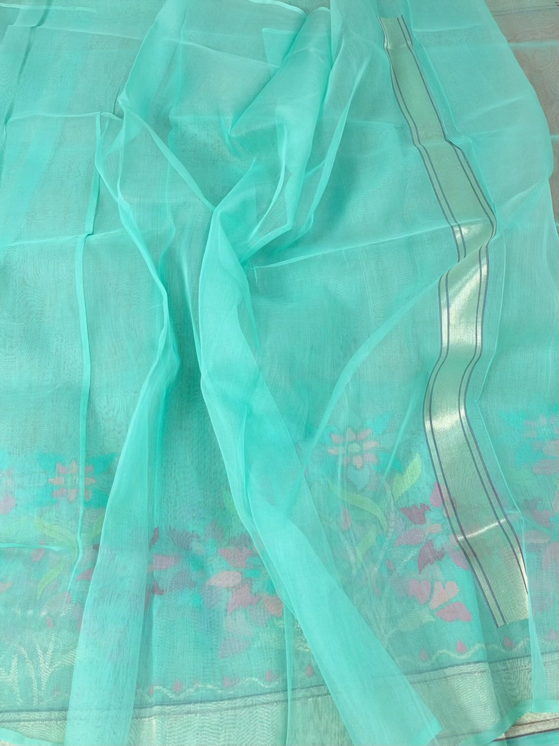 Sea Green Handwoven Pure Organza Silk Saree