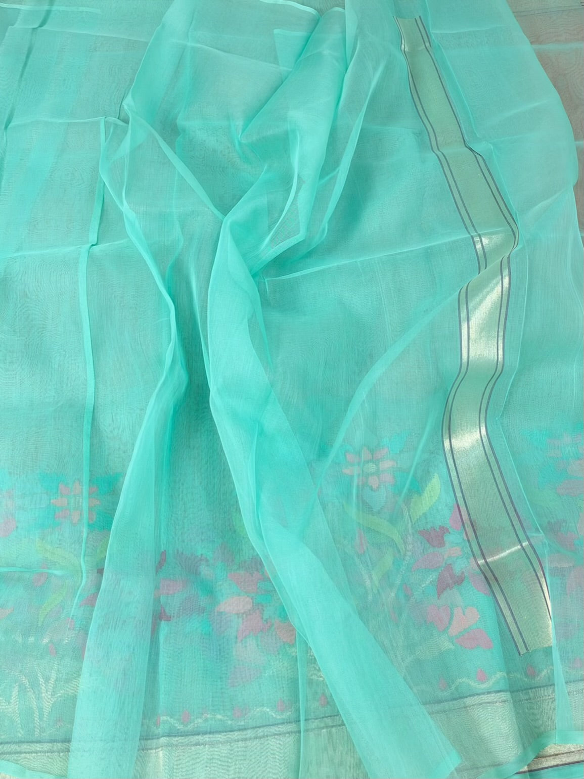 Sea Green Handwoven Pure Organza Silk Saree