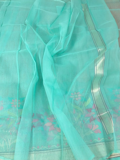 Sea Green Handwoven Pure Organza Silk Saree