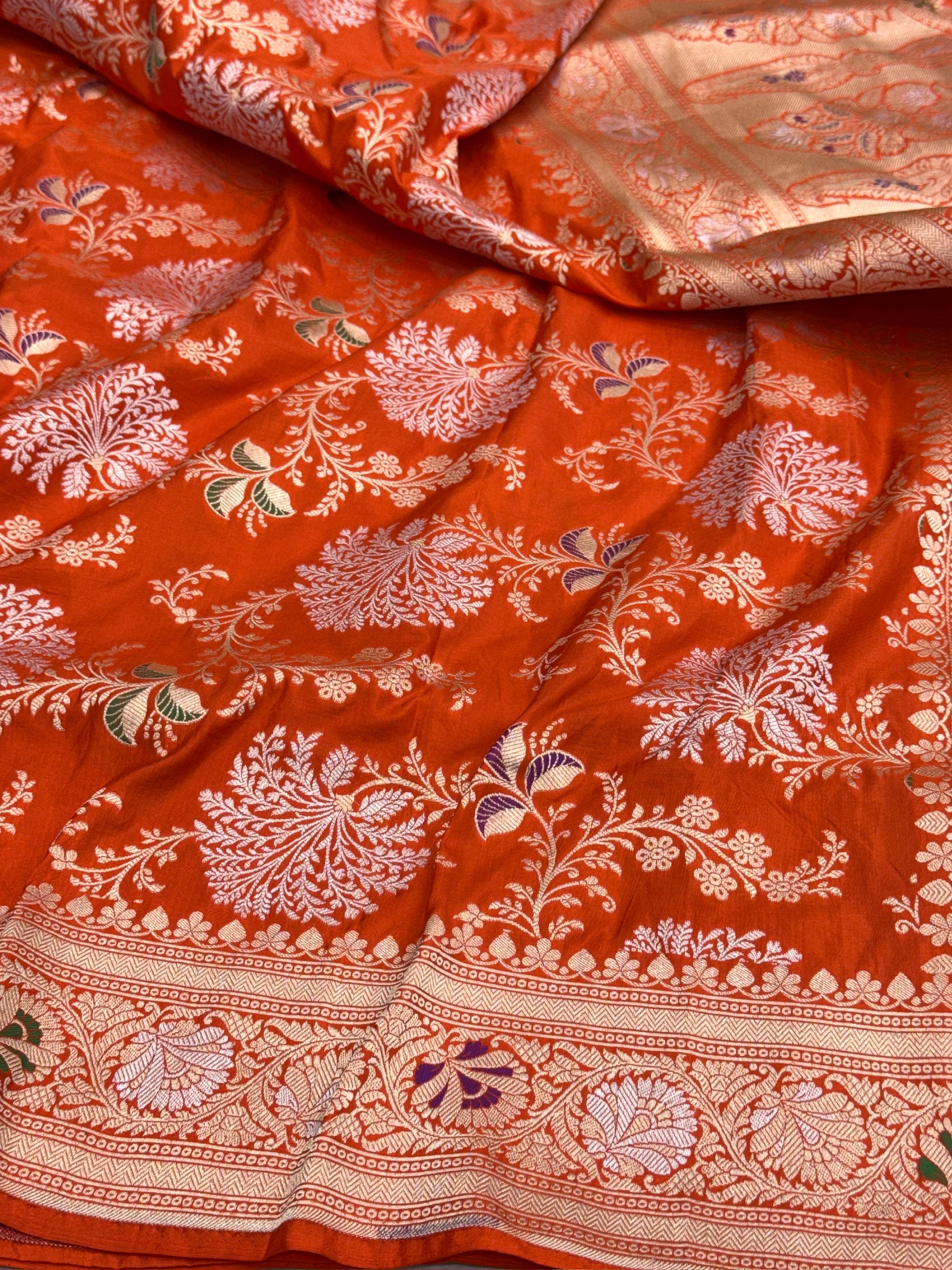 Banarasi Minakari Pure Katan Silk Saree | Pure Silk | Minakari Work | Cutwork Technique | Banarasi Katan Silk Saree