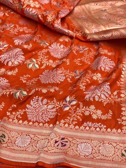 Banarasi Minakari Pure Katan Silk Saree | Pure Silk | Minakari Work | Cutwork Technique | Banarasi Katan Silk Saree