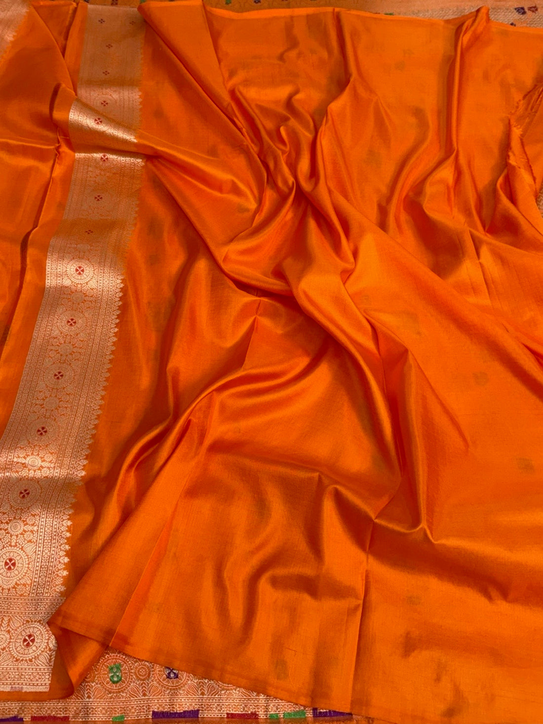 Orange Minakari Banarasi Pure Katan Silk Brocade Saree