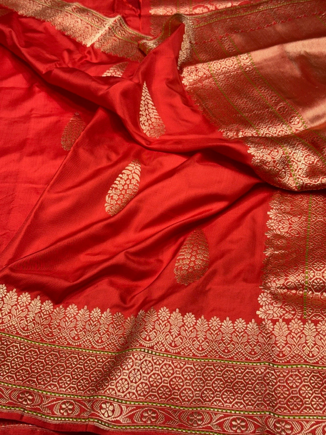 Orange Handwoven Pure Banarasi Ektara Silk Saree