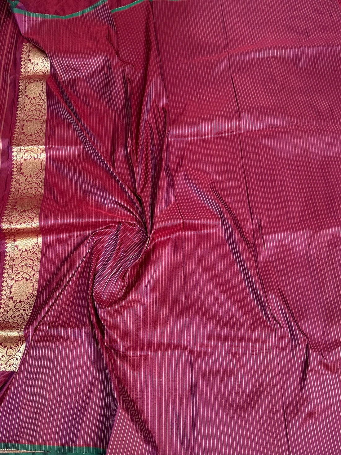 Maroon Pure Silk Brocade Saree in Katan Mulberry Silk