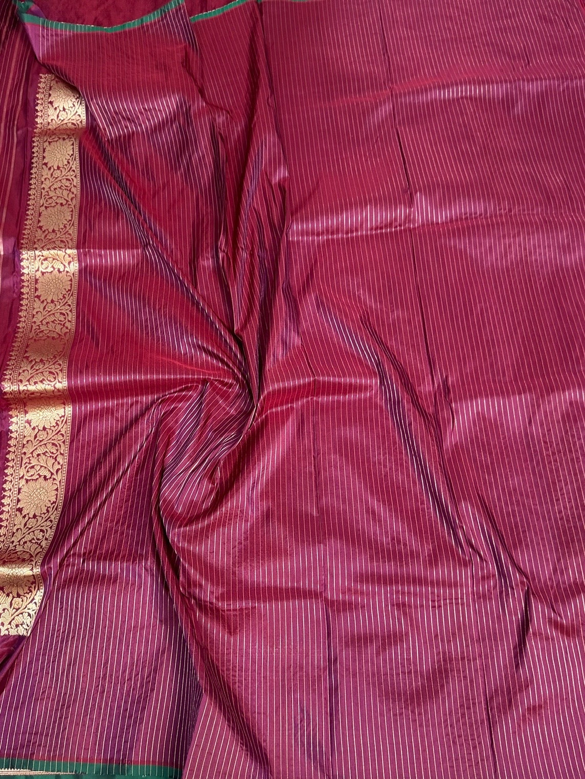 Maroon Pure Silk Brocade Saree in Katan Mulberry Silk