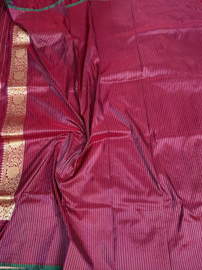 Maroon Pure Silk Brocade Saree in Katan Mulberry Silk