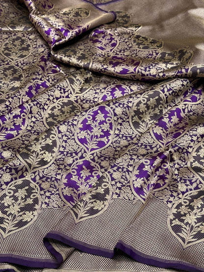 Banarasi Minakari Pure Silk Brocade Saree | 100% Pure Katan Silk Handwoven in Banaras
