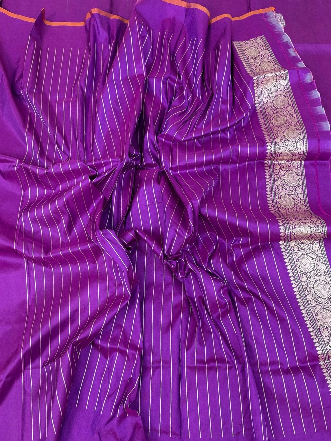 Purple Handwoven Pure Katan Silk Banarasi Saree