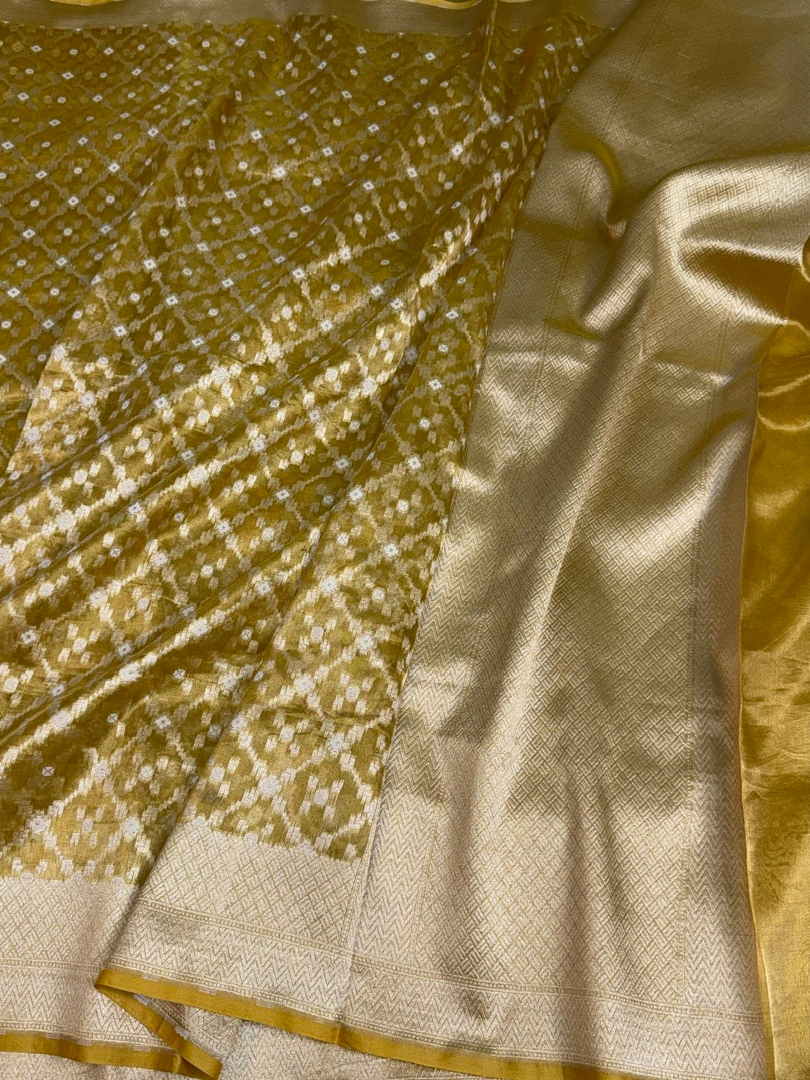 Gold Banarasi Pure Kora Tissue Silk Saree
