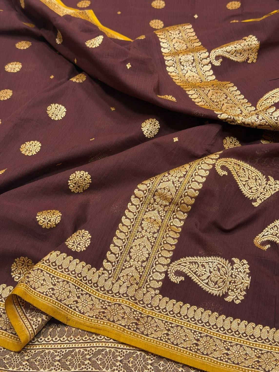 Brown Handwoven Banarasi Pure Cotton Saree