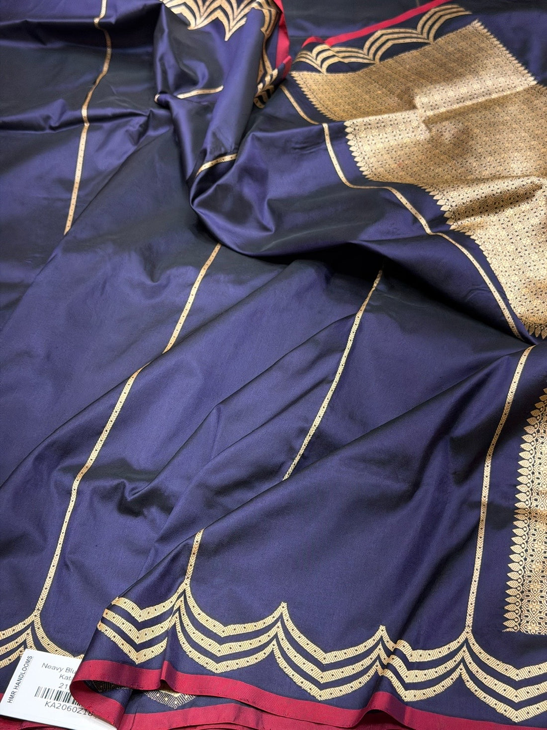 Navy Blue Handwoven Pure Banarasi Katan Silk Saree