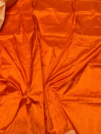 Orange Handwoven Chand Tara Koniya Pure Banarasi Silk Saree – Kadwa Weave | Bridal Katan Silk | 100% Pure Mulberry Silk