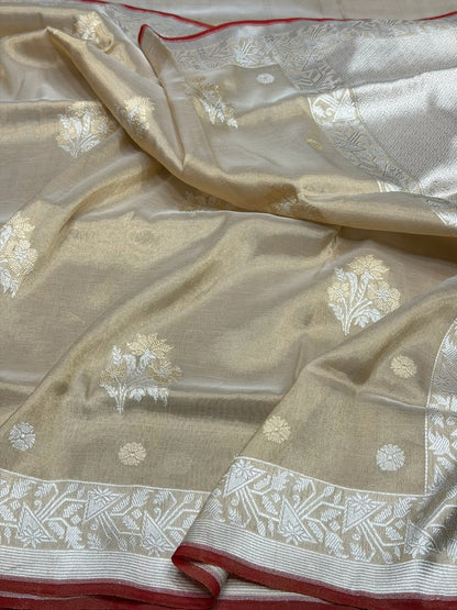 Champagne Gold Handwoven Pure Banarasi Tissue Saree