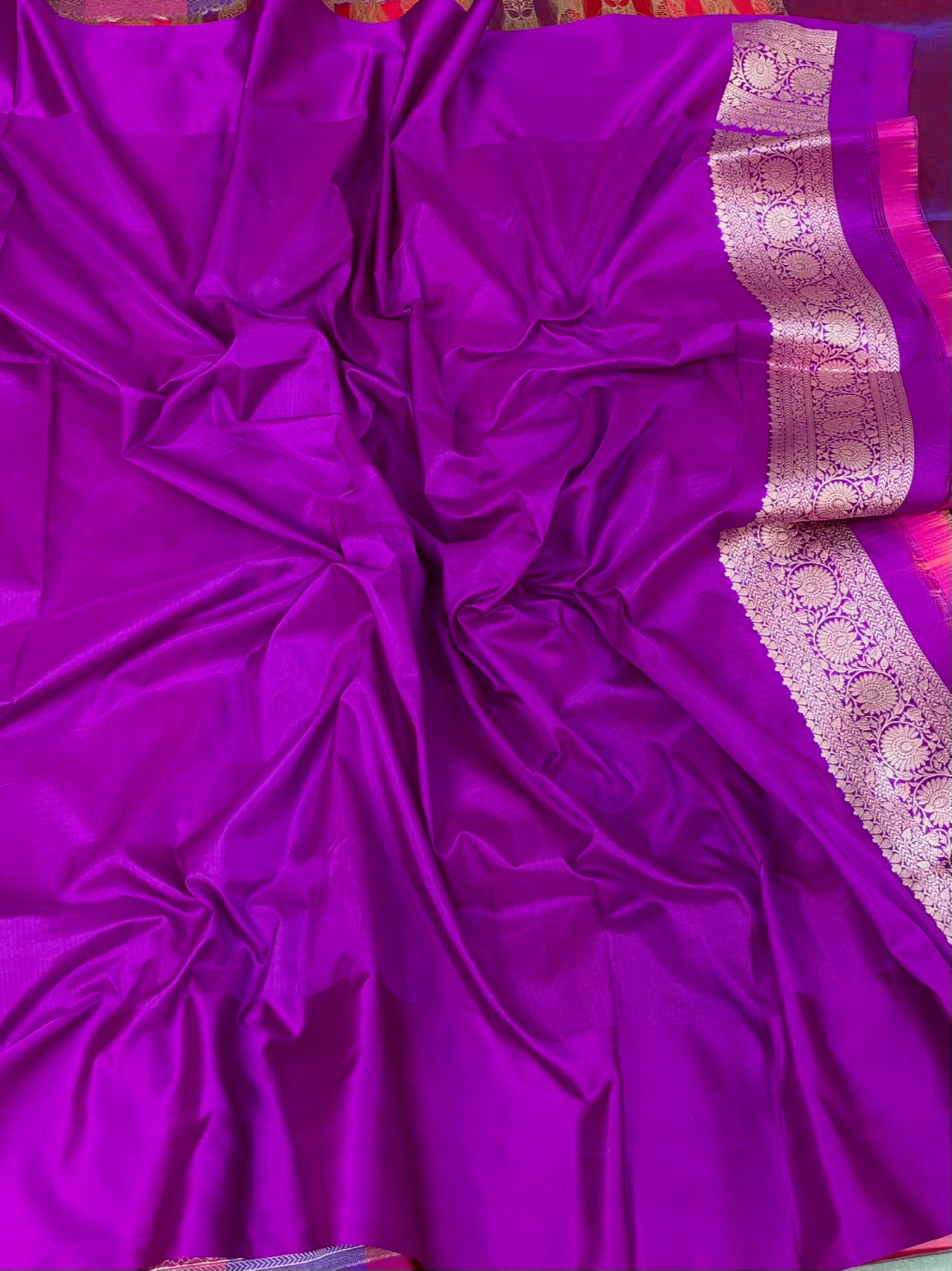 Purple Banarasi Pure Silk Rangkaat  Saree