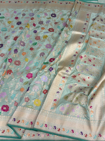 Sage Green Handwoven Pure Banarasi Katan Silk Saree