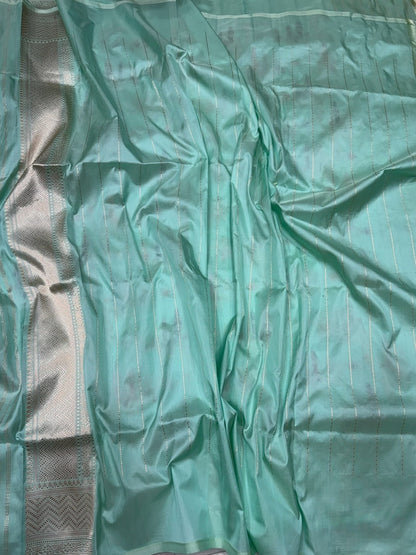 Sea Blue Handwoven Pure Banarasi Silk Saree