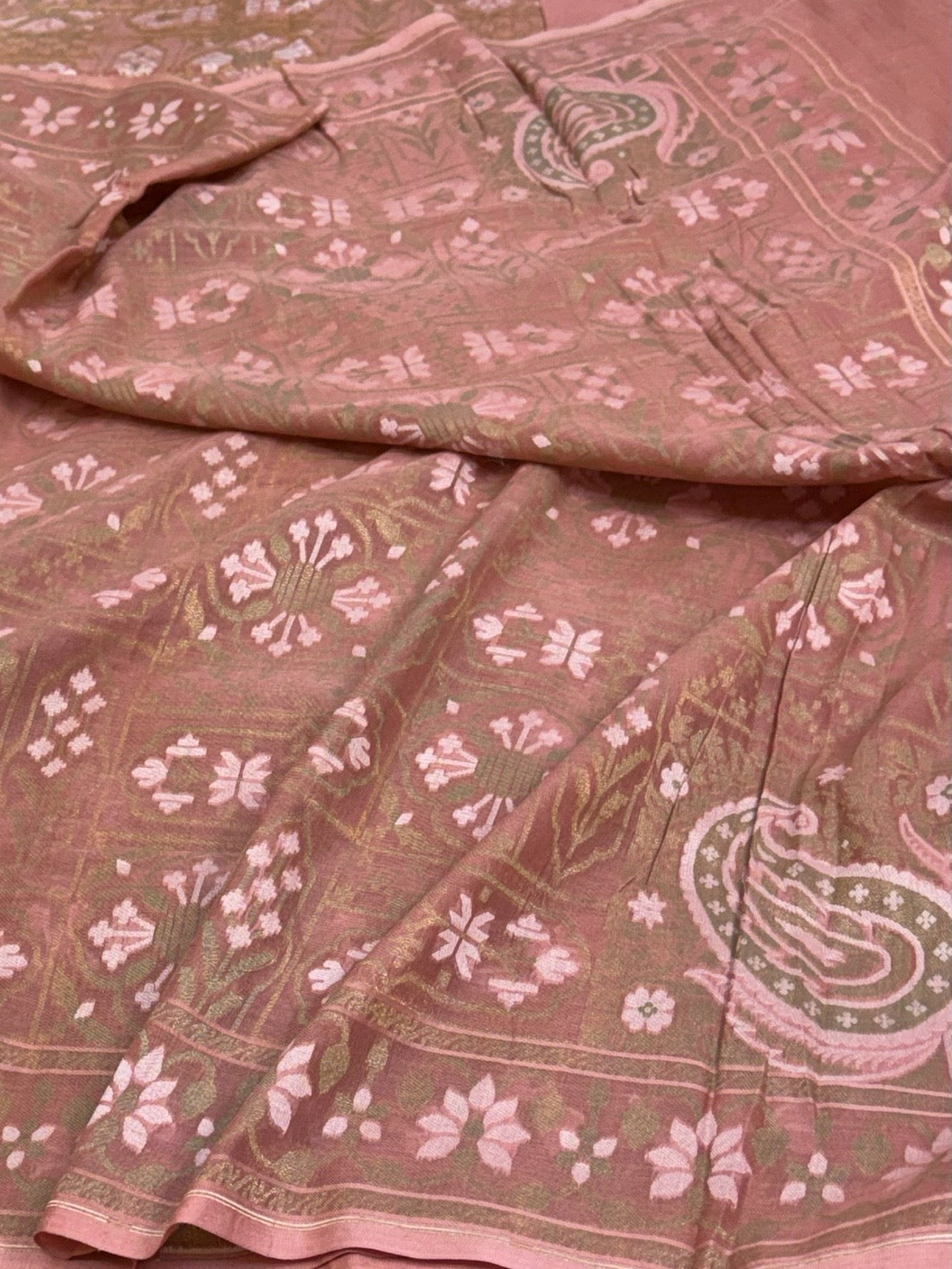 Mauve Pure Banarasi Cotton Jamdani Saree