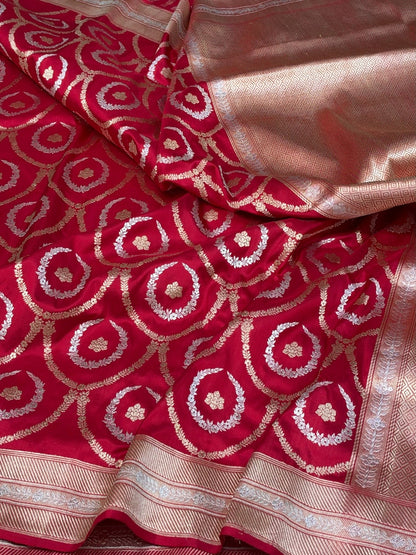 Red Handwoven Banarasi Pure Katan Silk Saree