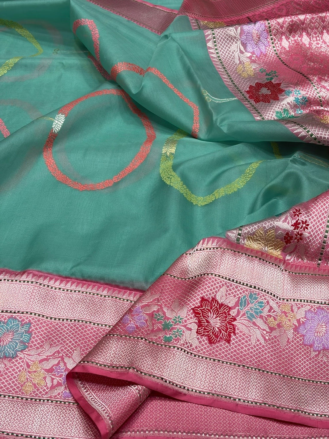 Sea Green Handwoven Pure Organza Silk Saree