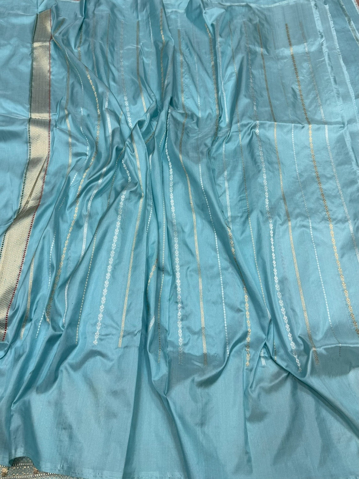 Sea Blue Handwoven Pure Banarasi Silk Saree