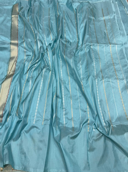 Sea Blue Handwoven Pure Banarasi Silk Saree