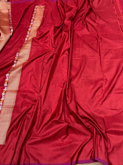 Red Handwoven Pure Banarasi Silk Saree