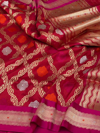 Red Handwoven Pure Banarasi Katan Silk Saree