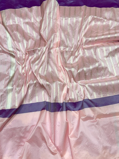 Magenta Pink Handwoven Pure Banarasi Silk Saree