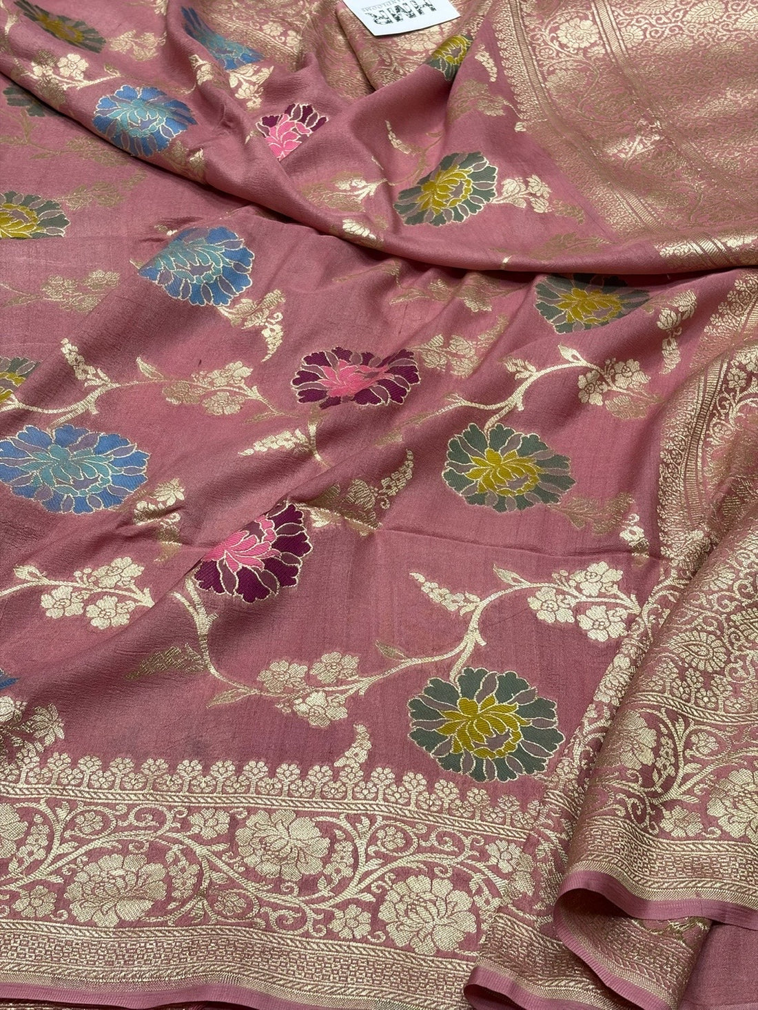 Gajiri Pink Banarasi Pure Tussar Georgette Saree