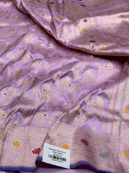 Lavender Handwoven Pure Banarasi Silk Saree