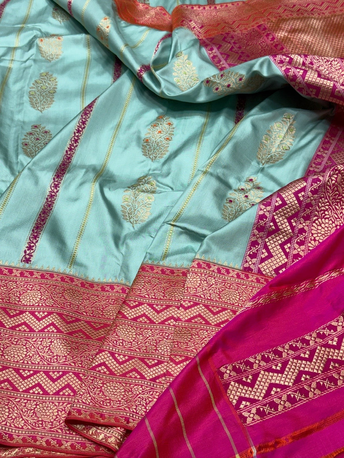 Sky Blue Handwoven Pure Banarasi Ektara Silk Saree