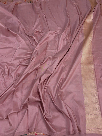 Lilac Banarasi Minakari Pure Katan Silk Saree
