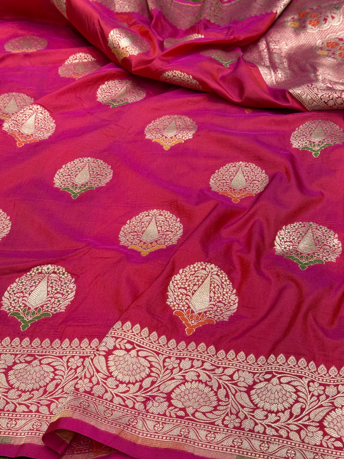 Rani Pink Banarasi Minakari Pure Silk Saree