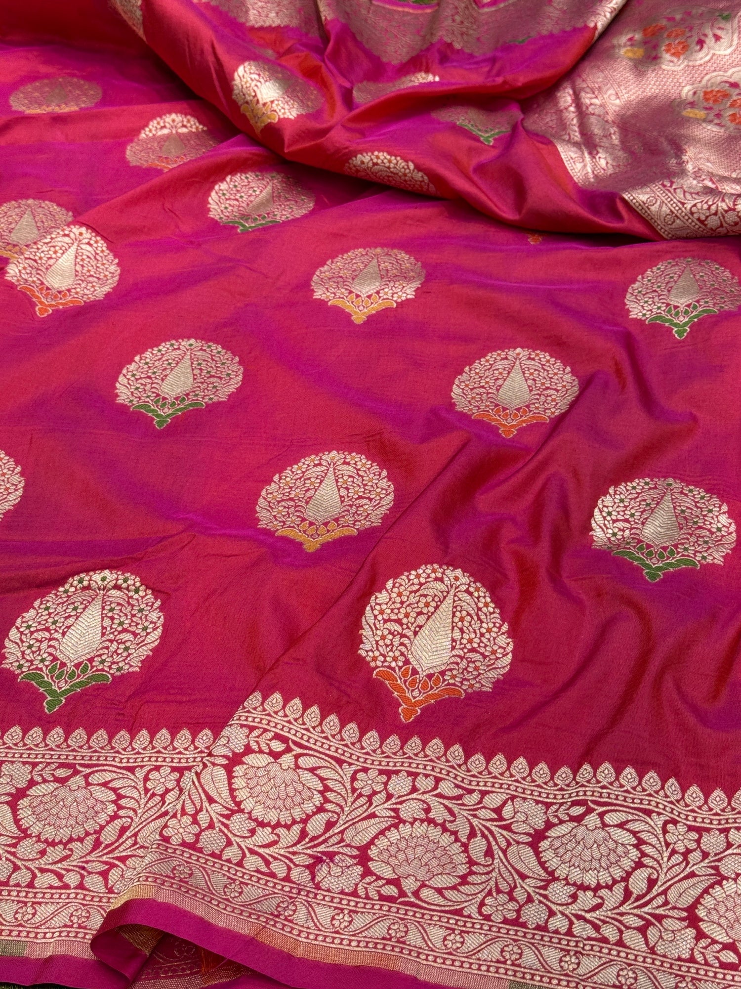 Rani Pink Banarasi Minakari Pure Silk Saree