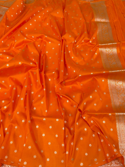 Orange Pure Banarasi  Katan Silk Saree