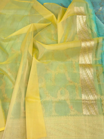 Sea Green Handwoven Pure Banarasi Organza Silk Saree