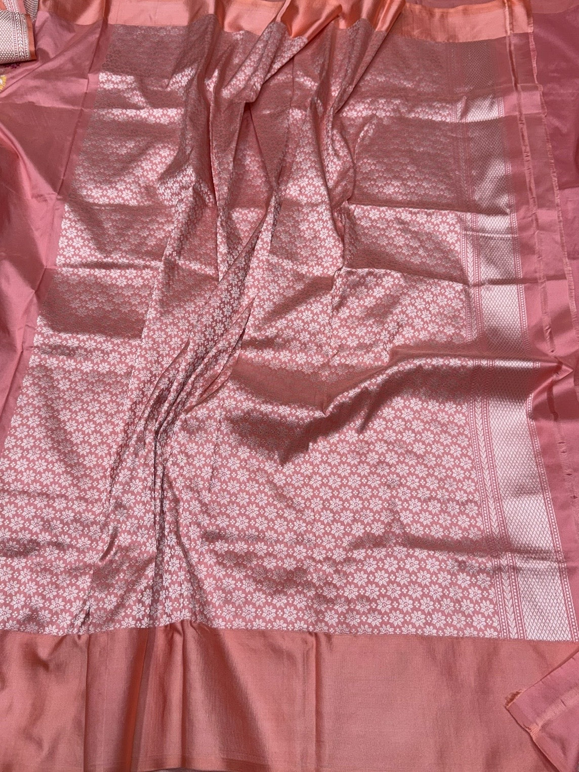 Peach Handwoven Pure Banarasi Katan Silk Saree