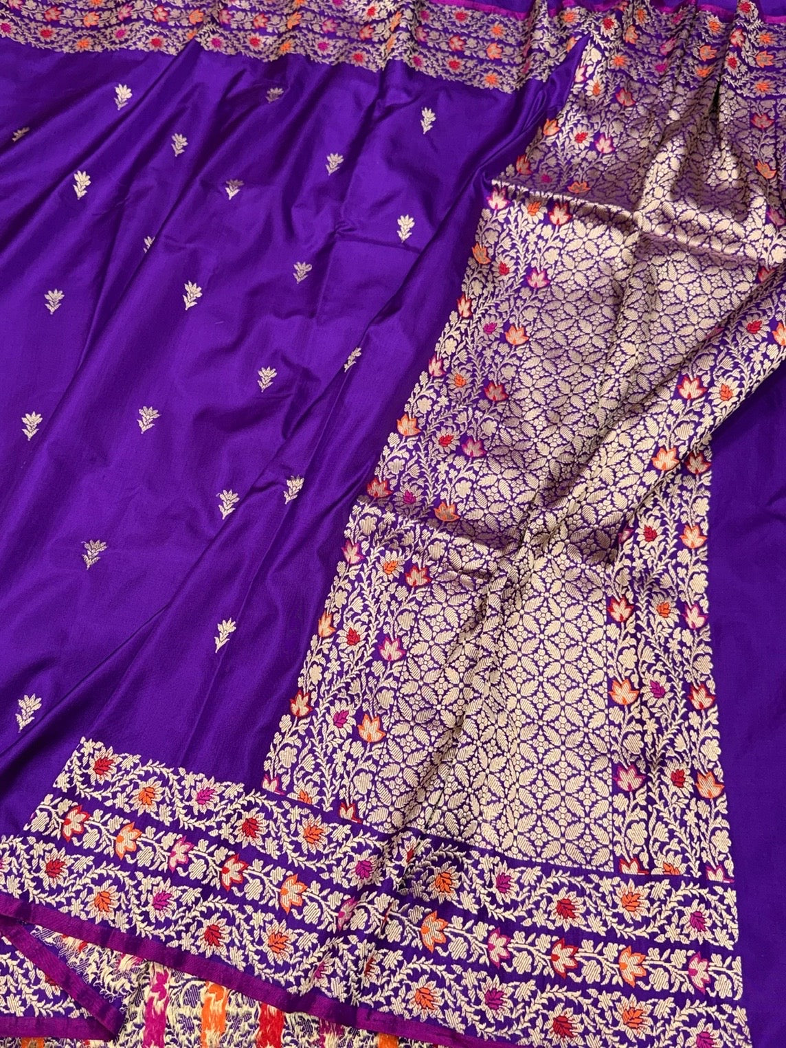 Purple Handwoven Pure Banarasi Ektara Silk Saree