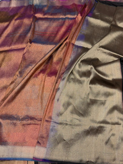 Rainbow Handwoven Pure Banarasi Satin Silk Saree