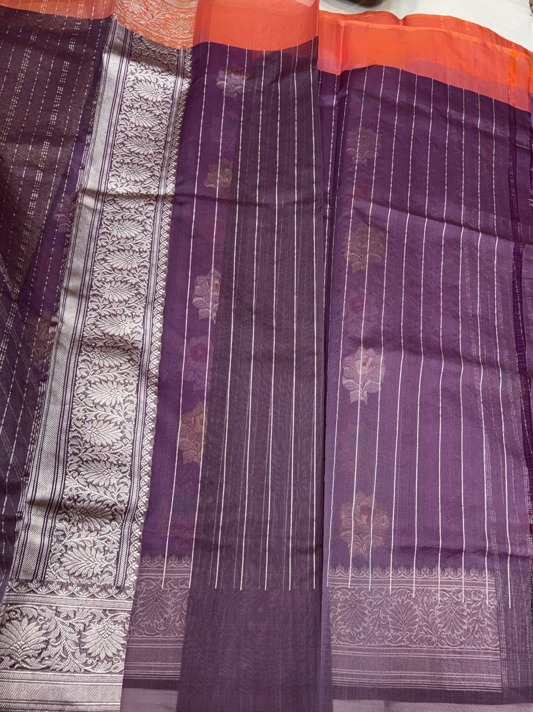 Lavender Handwoven Pure Organza Silk Saree