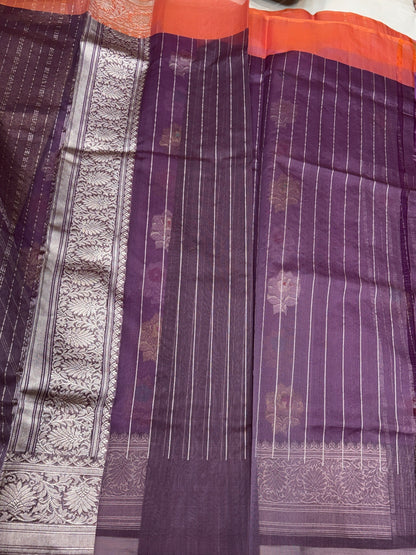 Lavender Handwoven Pure Organza Silk Saree