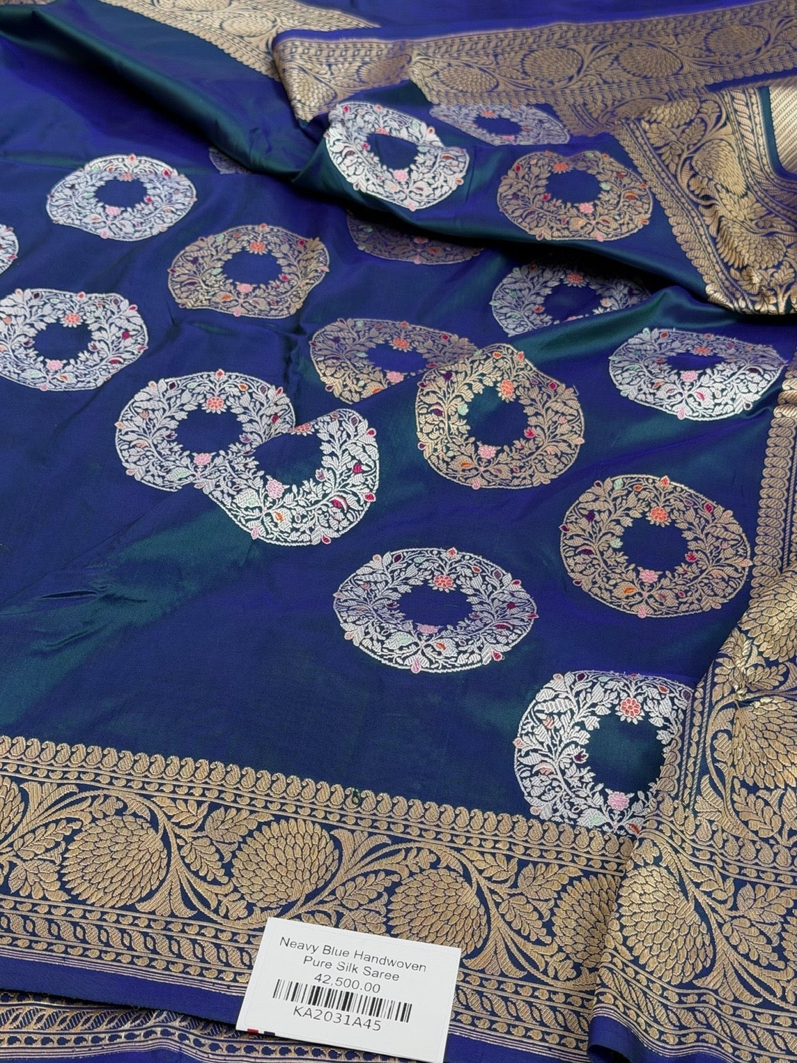 Peacock Blue Handwoven Pure Silk Banarasi Saree
