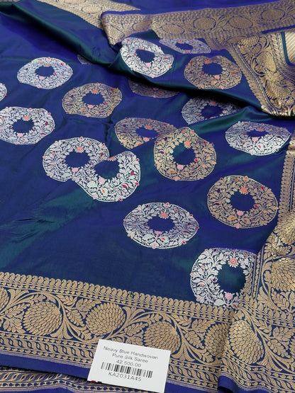 Peacock Blue Handwoven Pure Silk Banarasi Saree