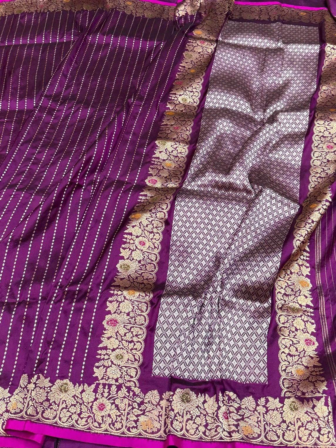 Magenta Handwoven Pure Banarasi Silk Saree | Pure Katan Silk | Kadwa Weave | HMR Handlooms