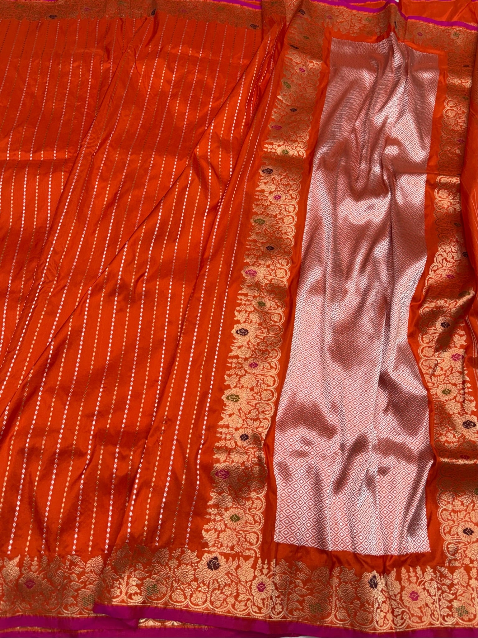 Orange Handwoven Pure Banarasi Silk Saree
