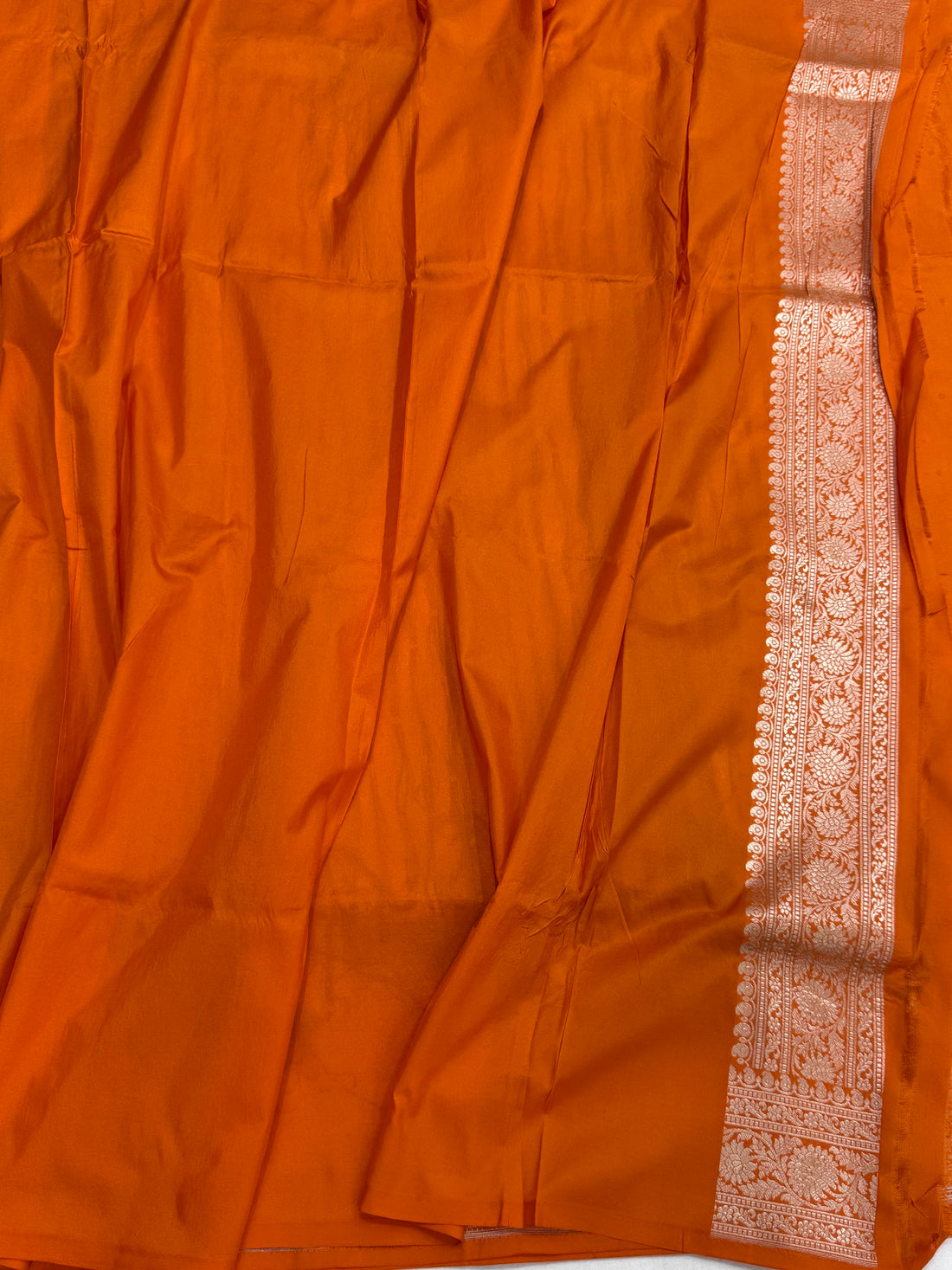 Orange Banarasi Minakari Pure Katan Silk Saree | Pure Silk | Minakari Work | Cutwork Technique | Banarasi Katan Silk Saree
