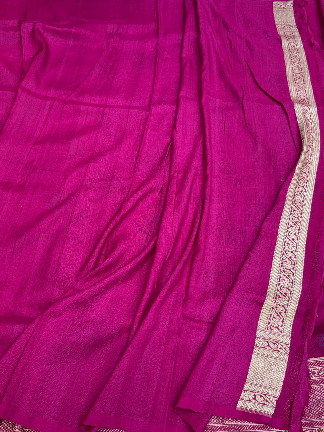 Magenta Pink Handwoven Pure Banarasi Tussar Georgette Saree