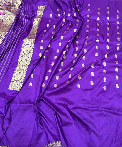 Peach Handwoven Pure Banarasi Tissue Saree