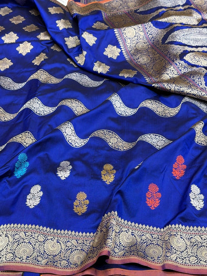 Royal Blue Handwoven Pure Banarasi Silk Saree